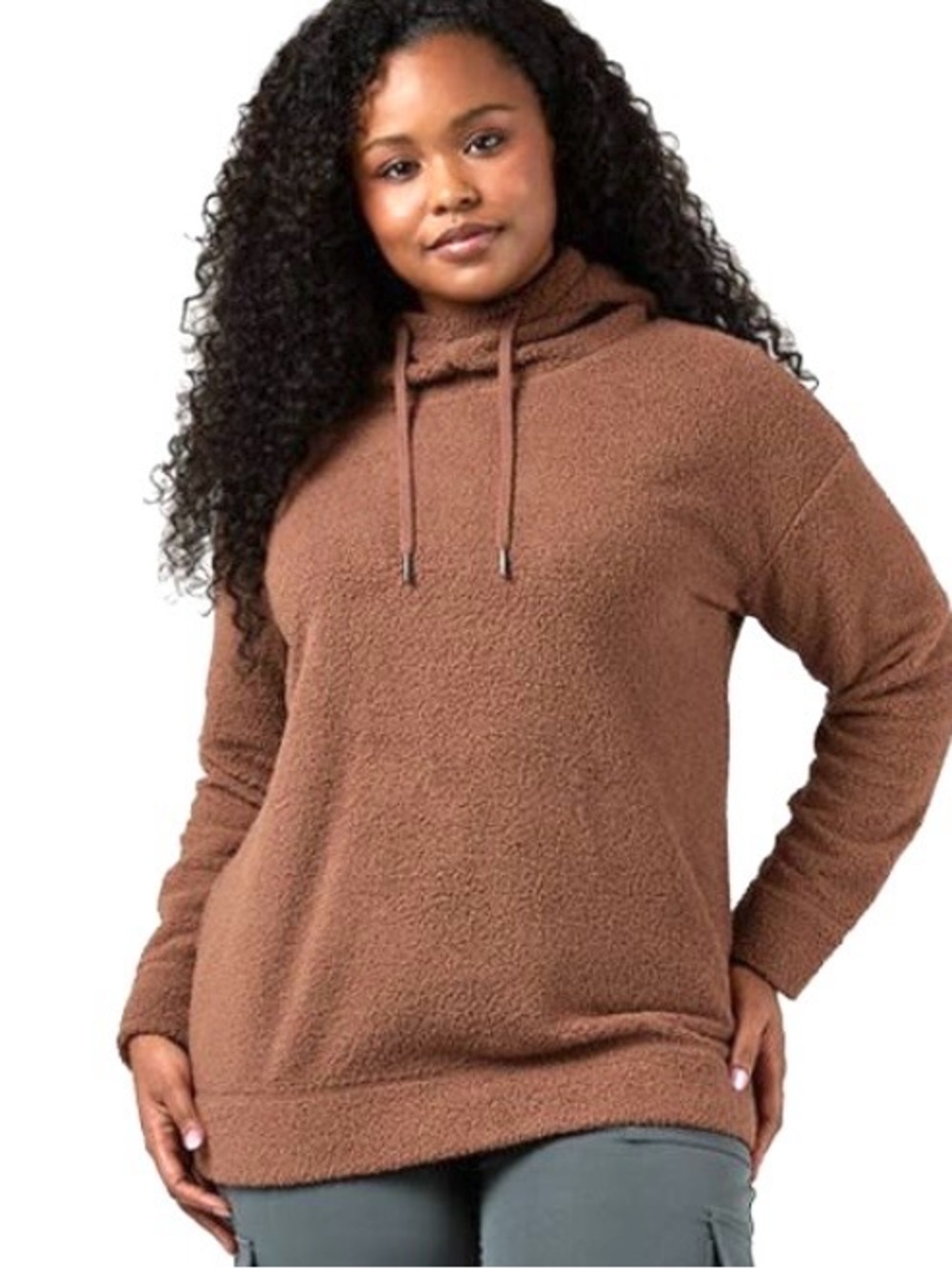 32 Degrees Acorn Brown Soft Sherpa Pullover Sweater Hoodie Women’s M